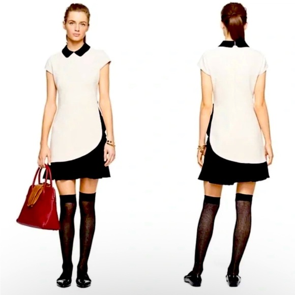 NWT Kate Spade Ruffle Hem Cap Sleeve Peter Pan Collar Zip Mini Dress Academia - Picture 1 of 15